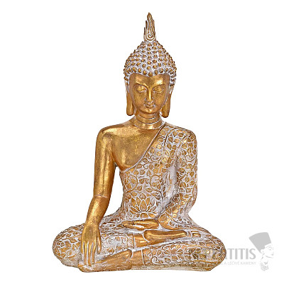 Buddha touching the Earth Thai statuette with gold color patina 43 cm