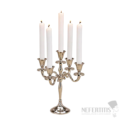 Metal four-arm candlestick for table candles 27 cm