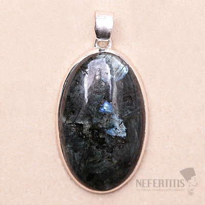 Larvikite black moonstone pendant silver Ag 925 P1013