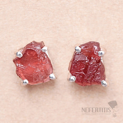 Garnet raw earrings silver Ag 925 E104