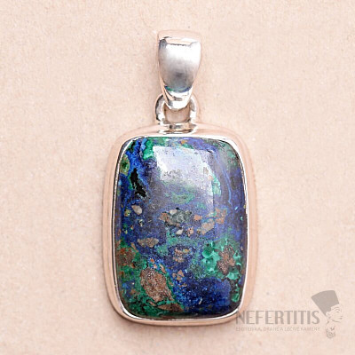 Malachite in azurite pendant silver Ag 925 P1044