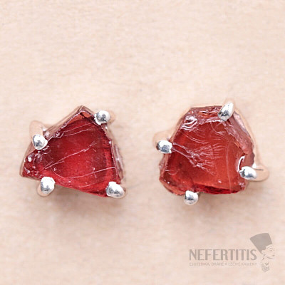 Garnet raw earrings silver Ag 925 E106