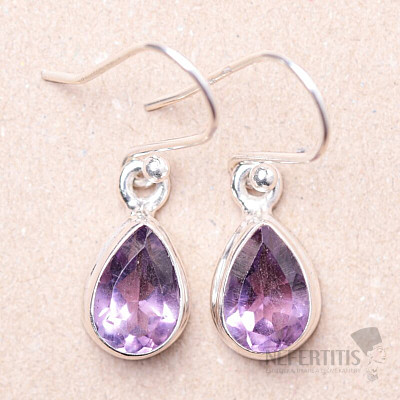 Amethyst geschliffene Ohrringe Silber Ag 925 10703