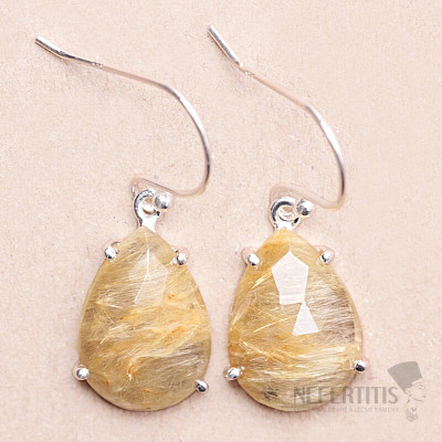 Sagenit crystal with rutile faceted earrings silver Ag 925 E138