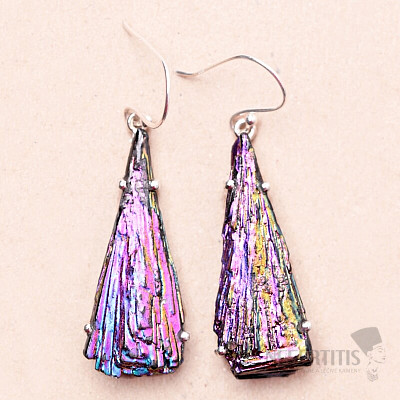 Kyanite iridescent titanium aura earrings silver Ag 925 E150