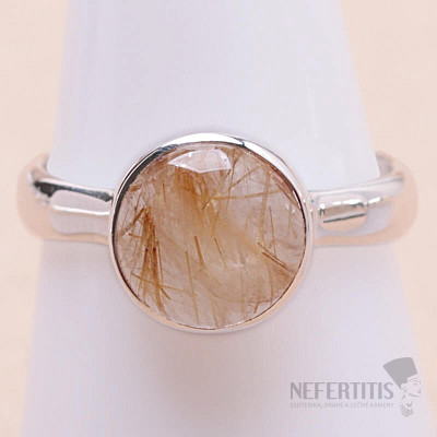 Sagenite crystal with rutile ring silver Ag 925 R1543