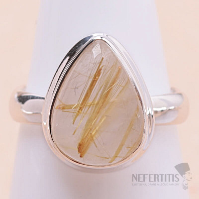 Sagenite crystal with rutile ring silver Ag 925 R1546