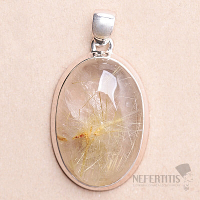 Sagenite crystal with rutile pendant silver Ag 925 P1795