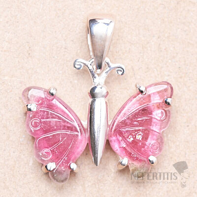 Tourmaline butterfly pendant silver Ag 925 LOT19