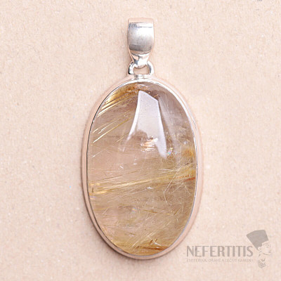 Sagenite crystal with rutile pendant silver Ag 925 P1905