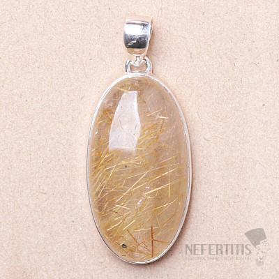 Sagenite crystal with rutile pendant silver Ag 925 P1909