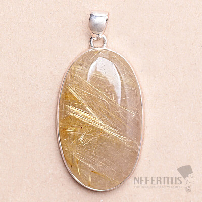 Sagenite crystal with rutile pendant silver Ag 925 P1953