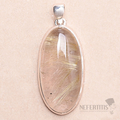 Sagenite crystal with rutile pendant silver Ag 925 P1974