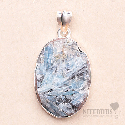 Kyanite Paraiba raw pendant silver Ag 925 P2