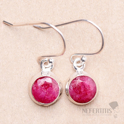 Indian ruby - adjusted earrings silver Ag 925 E2055