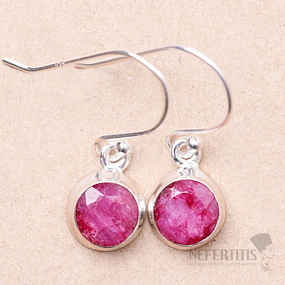 Indian ruby - adjusted earrings silver Ag 925 E2060