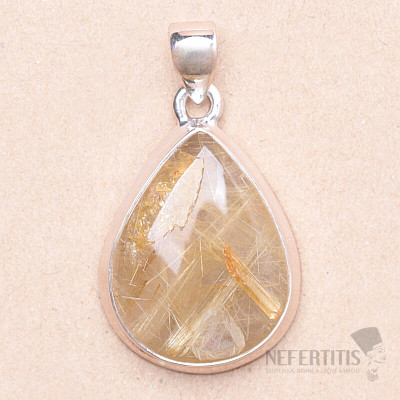 Sagenite crystal with rutile pendant silver Ag 925 P2139