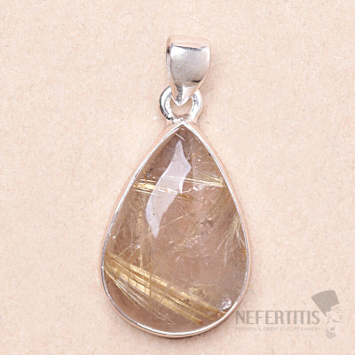 Sagenite crystal with rutile pendant silver Ag 925 P2141