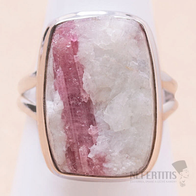 Tourmaline rubellite in crystal raw ring silver Ag 925 R219