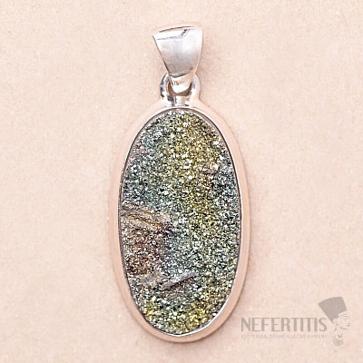 Pyrite rainbow pendant silver Ag 925 P247