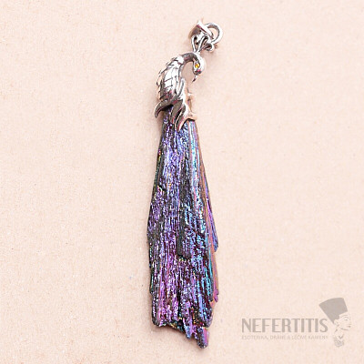 Kyanite iridescent titanium aura pendant silver Ag 925 P277