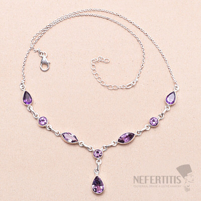 Amethyst cut necklace silver Ag 925 28742