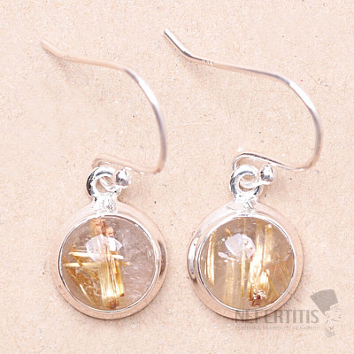 Sagenite crystal with rutile earrings silver Ag 925 E291