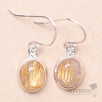 Sagenite crystal with rutile earrings silver Ag 925 E303