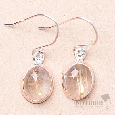 Sagenite crystal with rutile earrings silver Ag 925 E304