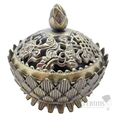 Metal incense burner Lotus flower color bronze 6 cm