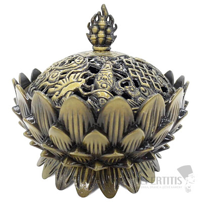 Metal incense burner Lotus flower color bronze