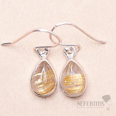 Sagenite crystal with rutile earrings silver Ag 925 E332