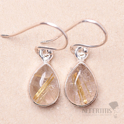 Sagenite crystal with rutile earrings silver Ag 925 E345