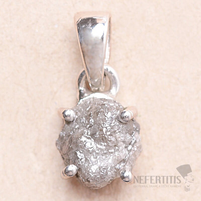 Diamond natural raw pendant silver Ag 925 LOT37