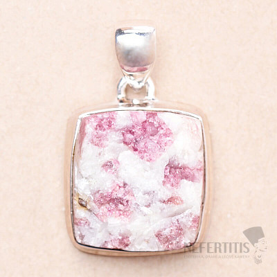 Tourmaline rubellite in crystal raw pendant silver Ag 925 P381