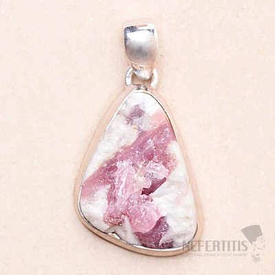 Tourmaline rubellite in crystal raw pendant silver Ag 925 P387