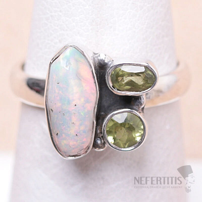 Ethiopian opal and olivine ring silver Ag 925 LOT4