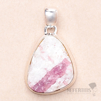 Tourmaline rubellite in crystal raw pendant silver Ag 925 P420