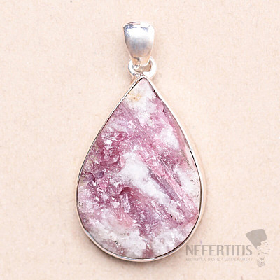 Tourmaline rubellite in crystal raw pendant silver Ag 925 P431