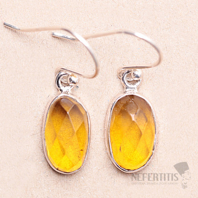 Cut amber earrings silver Ag 925 E44