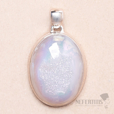 Druzy agate angelic aura pendant silver Ag 925 P442