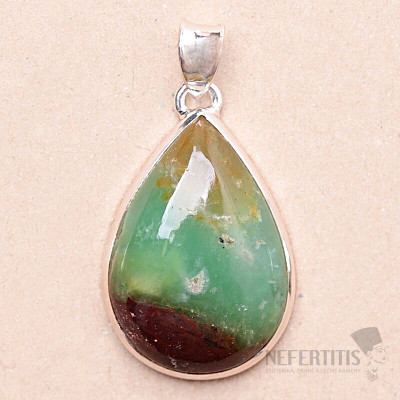 Chrysopras boulder pendant silver Ag 925 P476