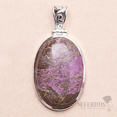 Variscite in purpurite pendant silver Ag 925 P477