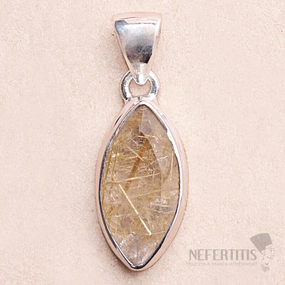 Sagenite crystal with rutile faceted pendant silver Ag 925 P524