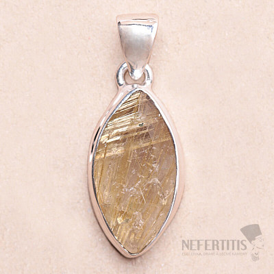 Sagenite crystal with rutile faceted pendant silver Ag 925 P531