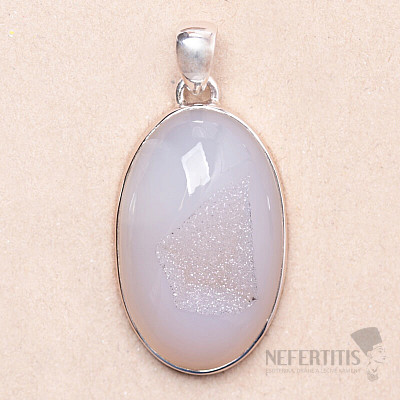 Druzy agate angelic aura pendant silver Ag 925 P586