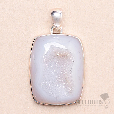 Druzy agate angelic aura pendant silver Ag 925 P591