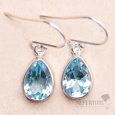 Topaz blue cut earrings silver Ag 925 LOT6