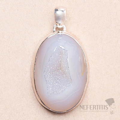 Druzy agate angelic aura pendant silver Ag 925 P601