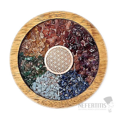 Chakra tray mango wood Flower of life - decoration